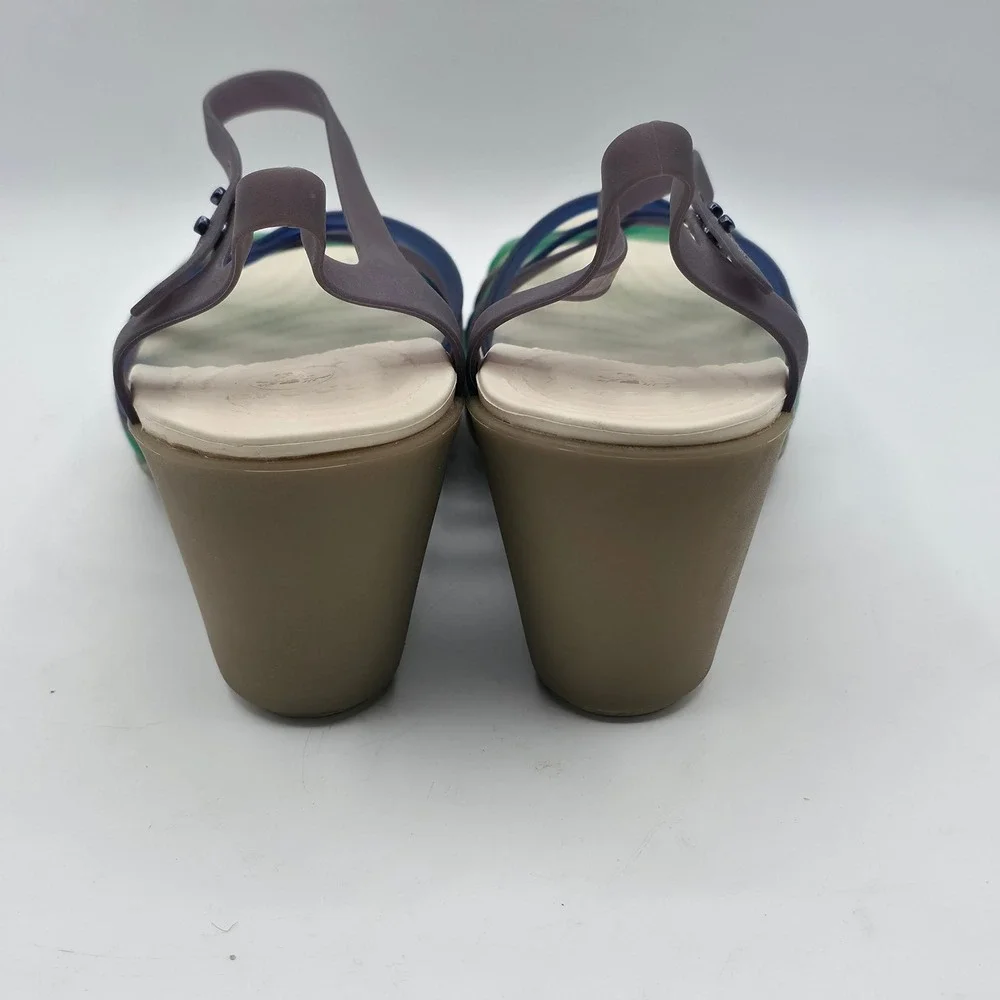 Crocs Isabella Strappy Wedge Sandal Women 9 Multi Color Huarache Lightweight 3in